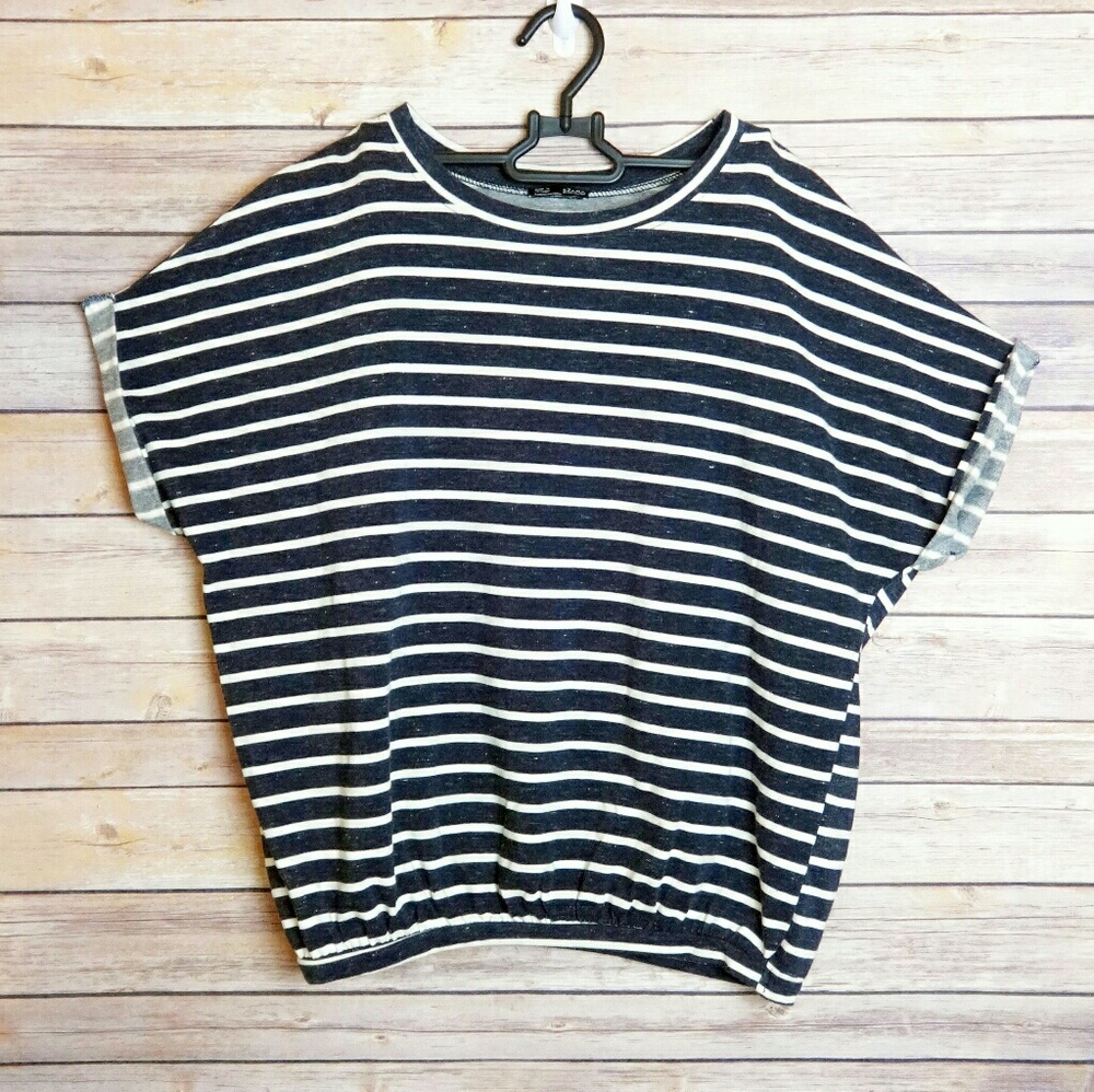 Zara Striped Crop Top Deep Blue & White